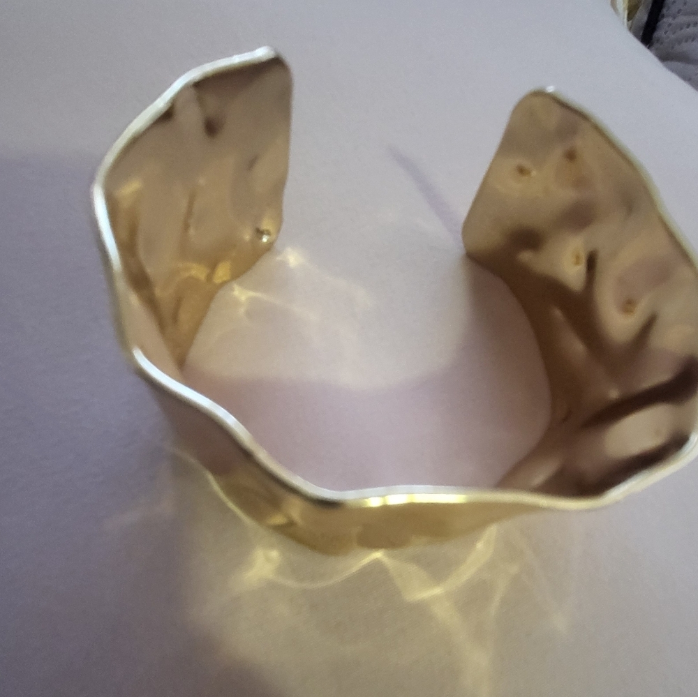 INC International Concepts Gold Textured Cuff Bracelet - Picture 4 of 5
